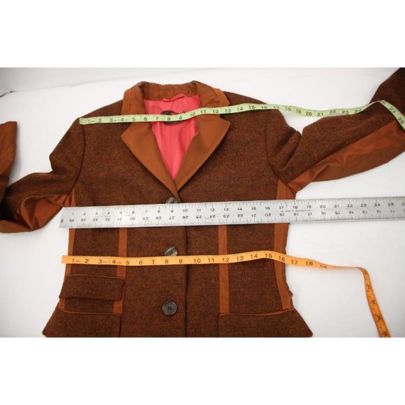ETRO pant suit women's 44 32x33 two piece tweed silk trim brown wool blend - Picture 13 of 16